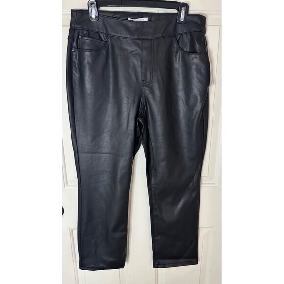 Westbound Womens Petite Black Faux Leather Pants Size 12P - Picture 4 of 8